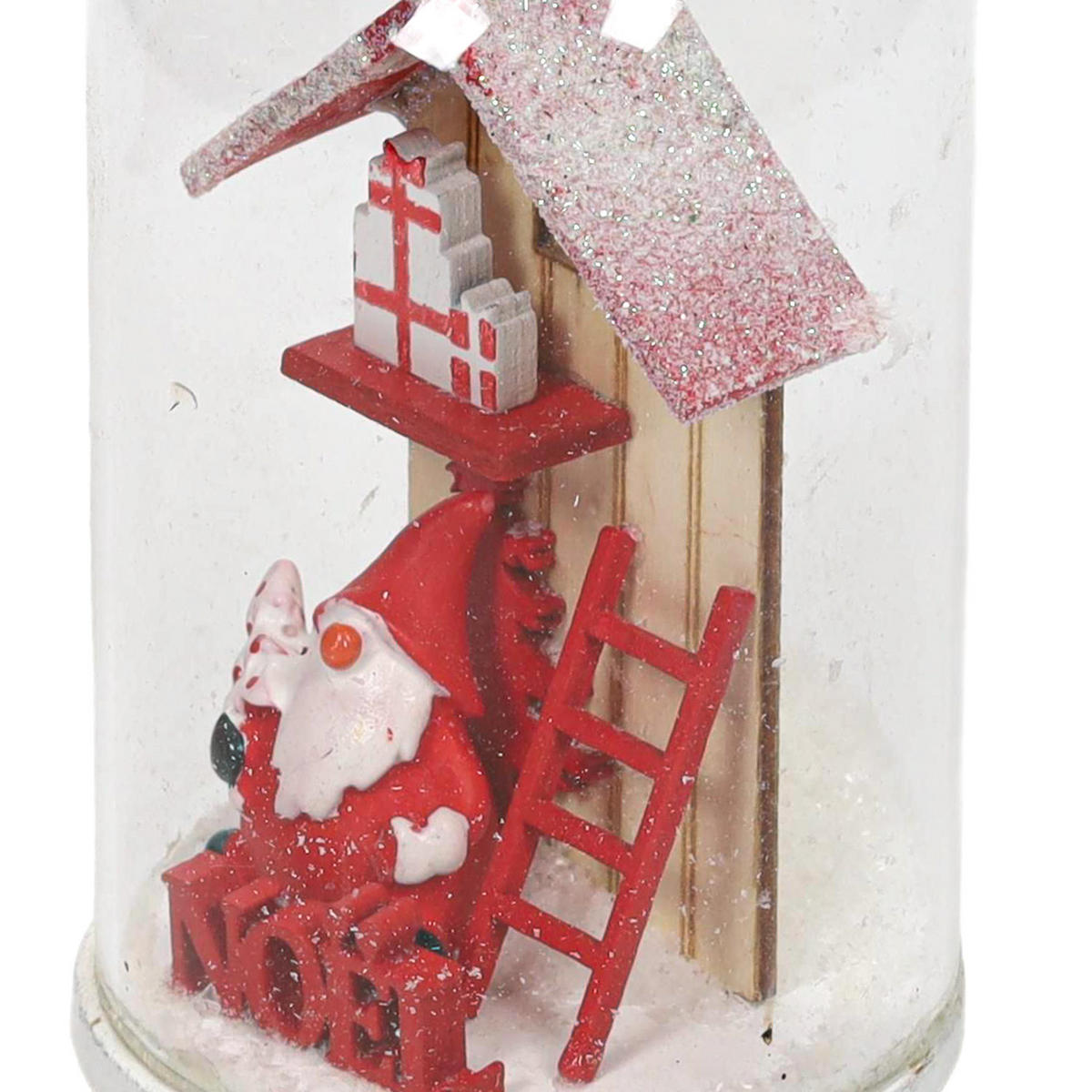 GLASKUPPEL mit Weihnachtshaus aus Holz 7/7/11,5 cm - Rot, Holzwerkstoff (7/11.5/7cm) - Atmosphera Createur d´interieur