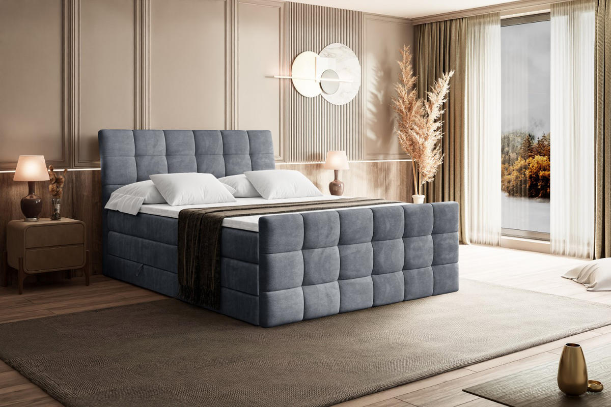 BOXSPRINGBETT BRUGO-Z KING - 120 x 200 - H3/H4 - Grau - Grau, Holzwerkstoff (120/200cm) - ALTDECOR