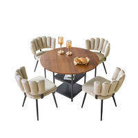 ESSGRUPPE DE-39440 5-teilig, mit doppelter Ablage und 4 Stühlen Hellbraun - Hellbraun, Holzwerkstoff (107/75/107cm) - ComfortXL