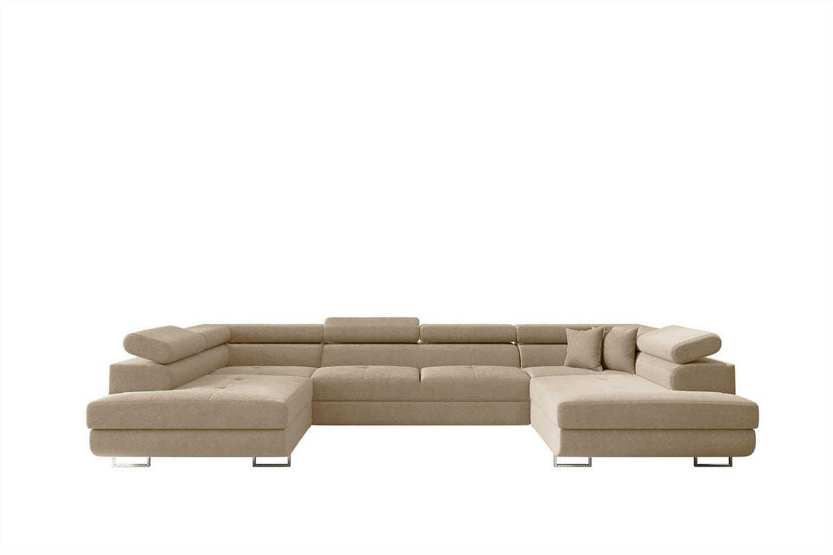 WOHNLANDSCHAFT Carmelo In Nova - Beige, Holzwerkstoff/Textil (345/90/202cm) - Fun Möbel