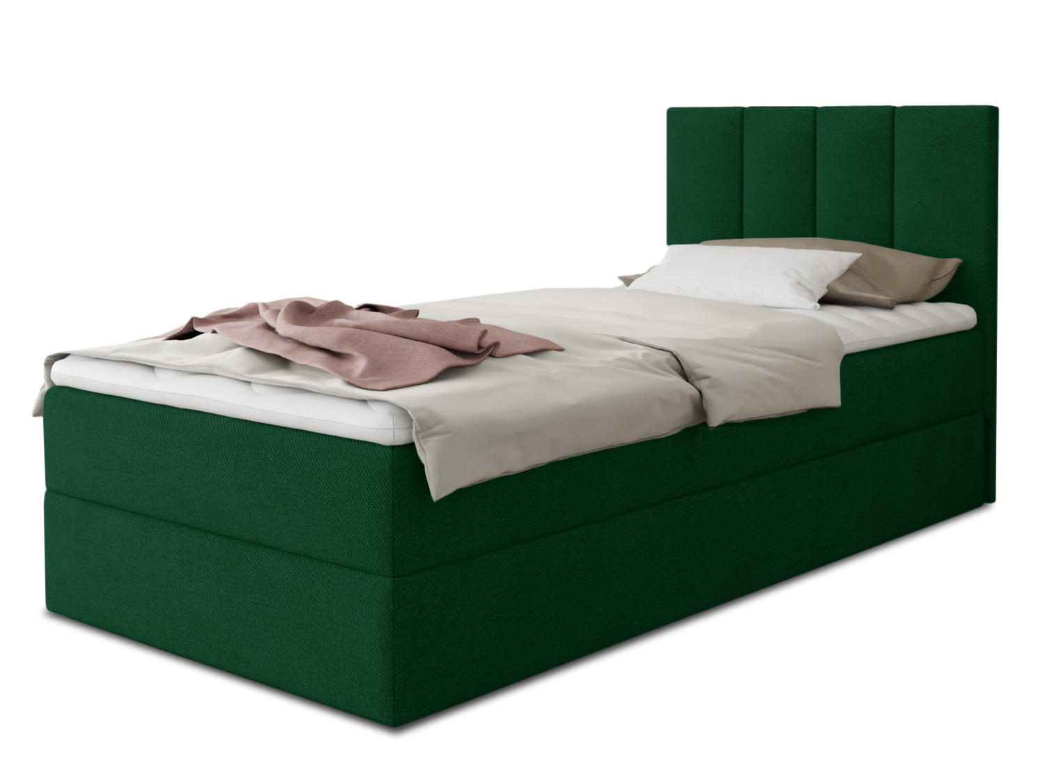 BOXBETT Star Mini - 90x200 - Grün (Kronos 19, Velvet) - Schwarz/Grün, Holz/Holzwerkstoff (90/200cm) - Sofnet