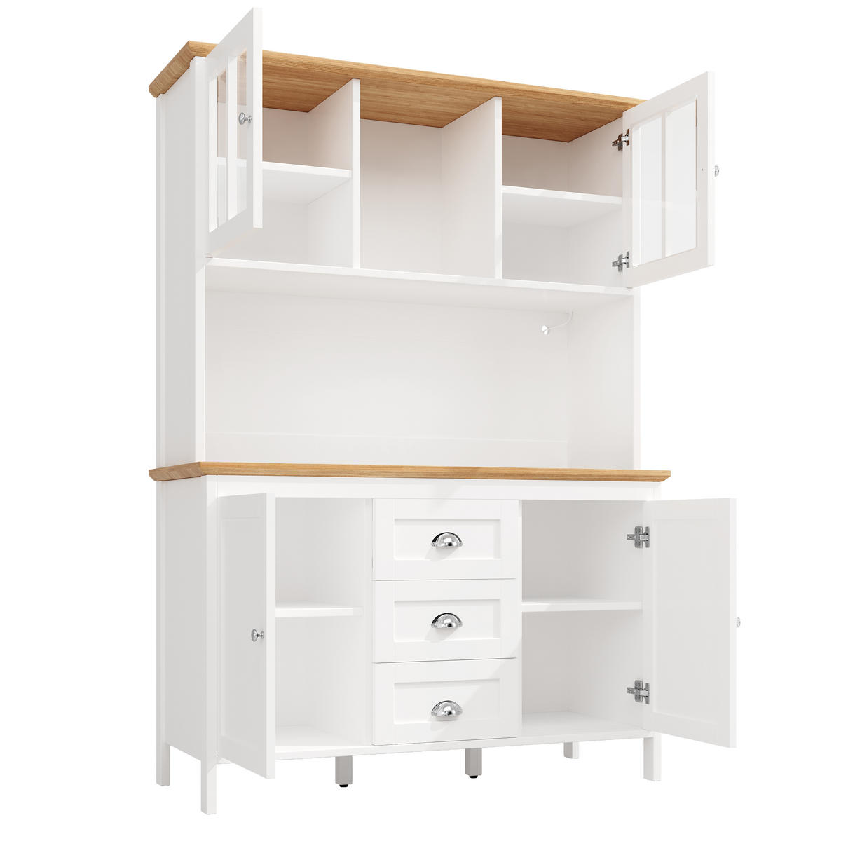 KÜCHENSCHRANK LED 120x40x179Cm 4 Türen 3 Schubladen - Weiß, Metall (120/179/40cm) - FLIEKS