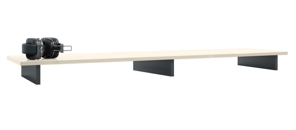 TVAUFSATZ Game Schwarz matt / Creme Hochglanz - Creme/Schwarz, Holzwerkstoff (138.5/9.5/34.5cm) - Vladon