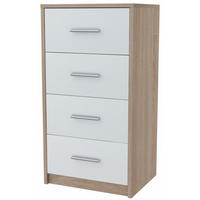 KOMMODE Bodo 4S Sonoma Eiche–Weiß 40/35/75 cm - Weiß/Sonoma Eiche, Holzwerkstoff (40/75/35cm) - Matkam Möbel