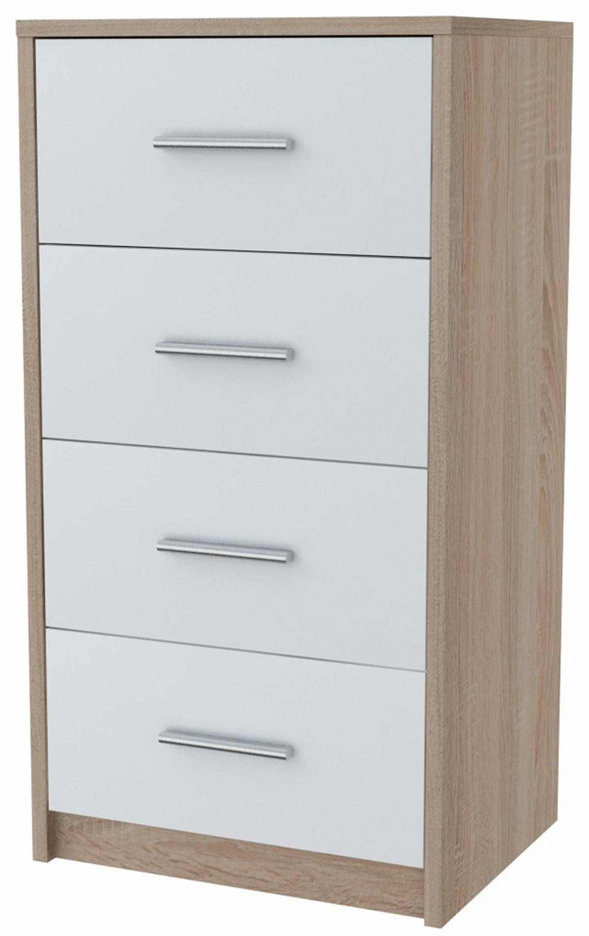 KOMMODE Bodo 4S Sonoma Eiche–Weiß 40/35/75 cm - Weiß/Sonoma Eiche, Holzwerkstoff (40/75/35cm) - Matkam Möbel
