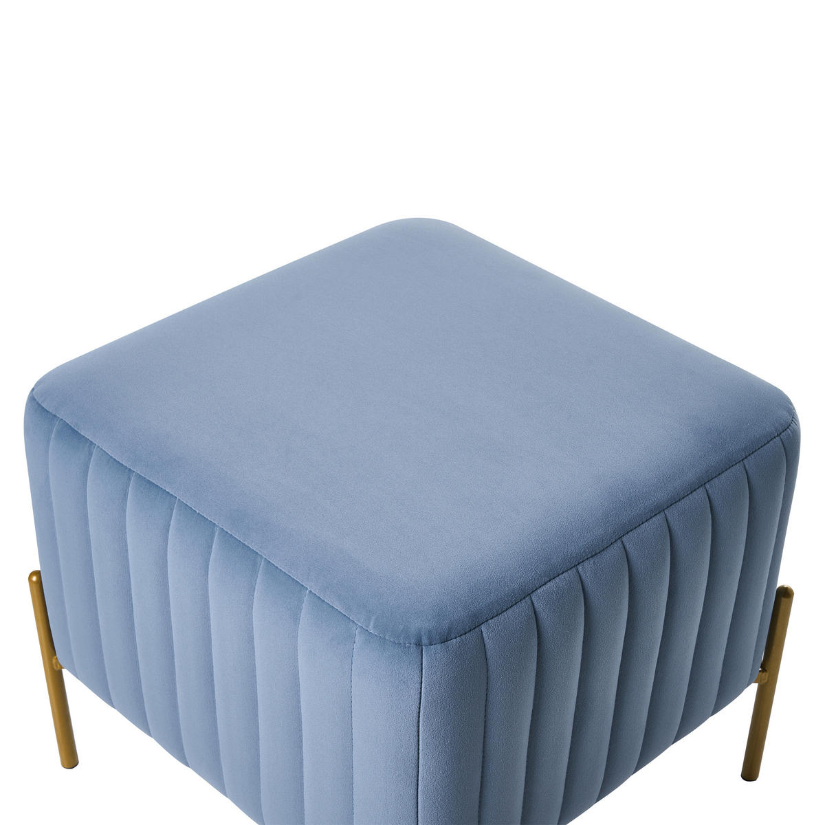 HOCKER Samtstoff Blau Utah - Blau, Textil (47/43/47cm) - Beliani
