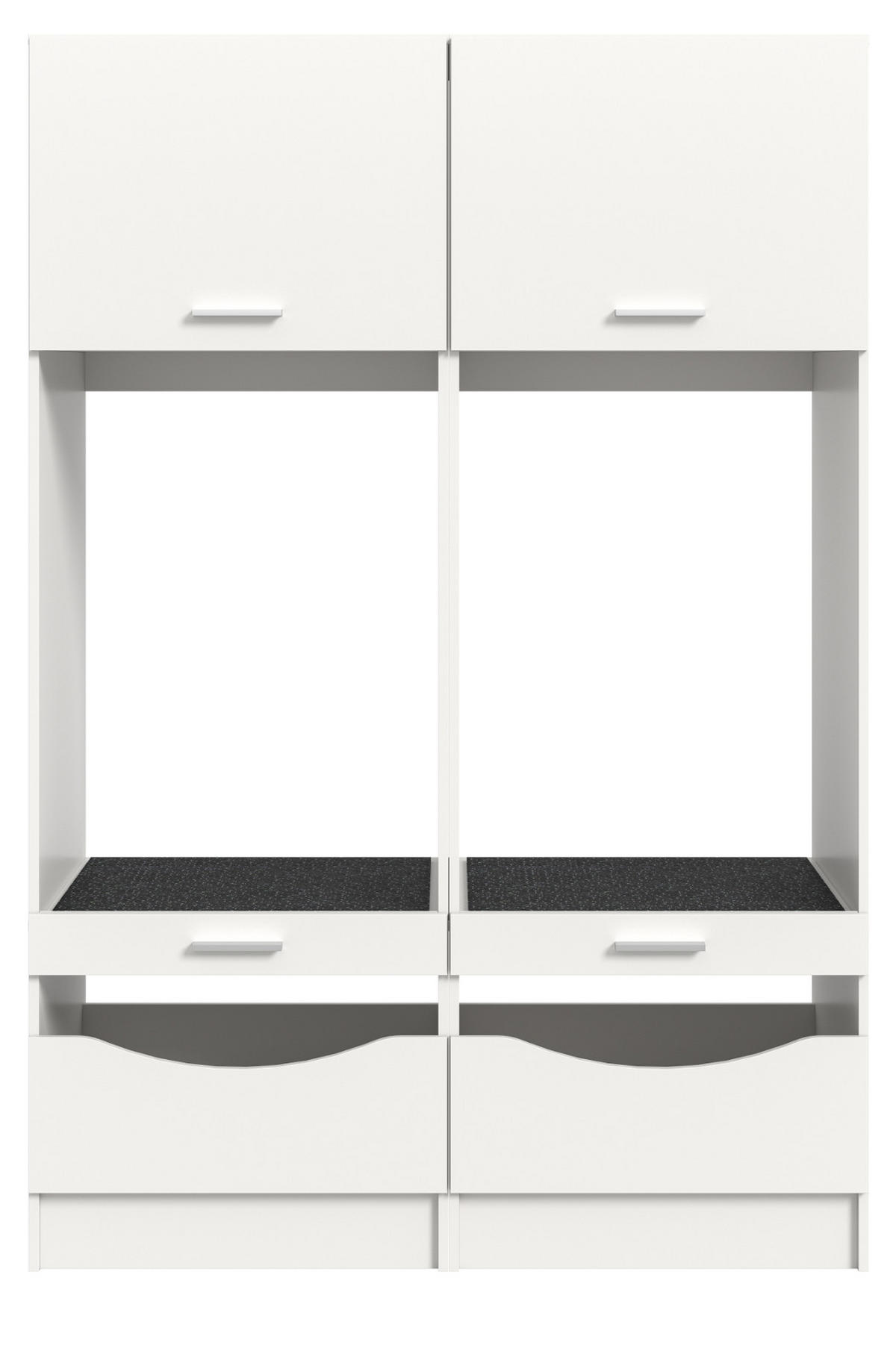 WASCHMASCHINENSCHRANK weiß Set 2-teilig 132 cm, Waschmaschinenumbau mit viel Stauraum - Silberfarben/Weiß, Glas/Holzwerkstoff (132/195/68cm) - Inn.Furn