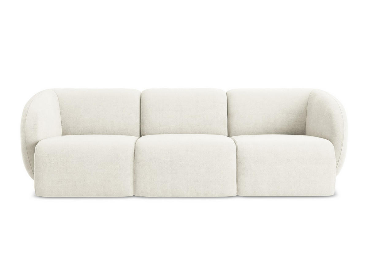 3-SITZER SOFA Chenille Stoff Weiß - Schwarz/Weiß, Holzwerkstoff/Kunststoff (244/75/94cm) - Makamii