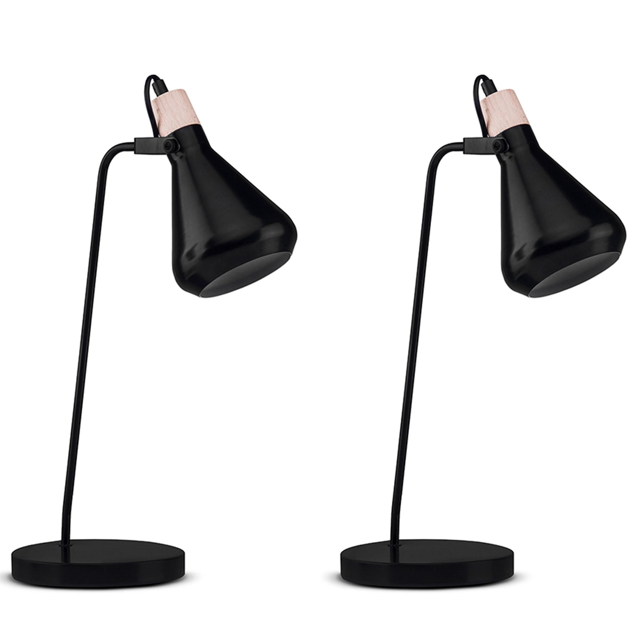 TISCHLAMPE CORTODI 2-er Set, Schwarz - Schwarz, Holz/Metall (18/18/53cm) - KONSIMO®