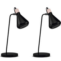 TISCHLAMPE CORTODI 2-er Set, Schwarz - Schwarz, Holz/Metall (18/18/53cm) - KONSIMO®