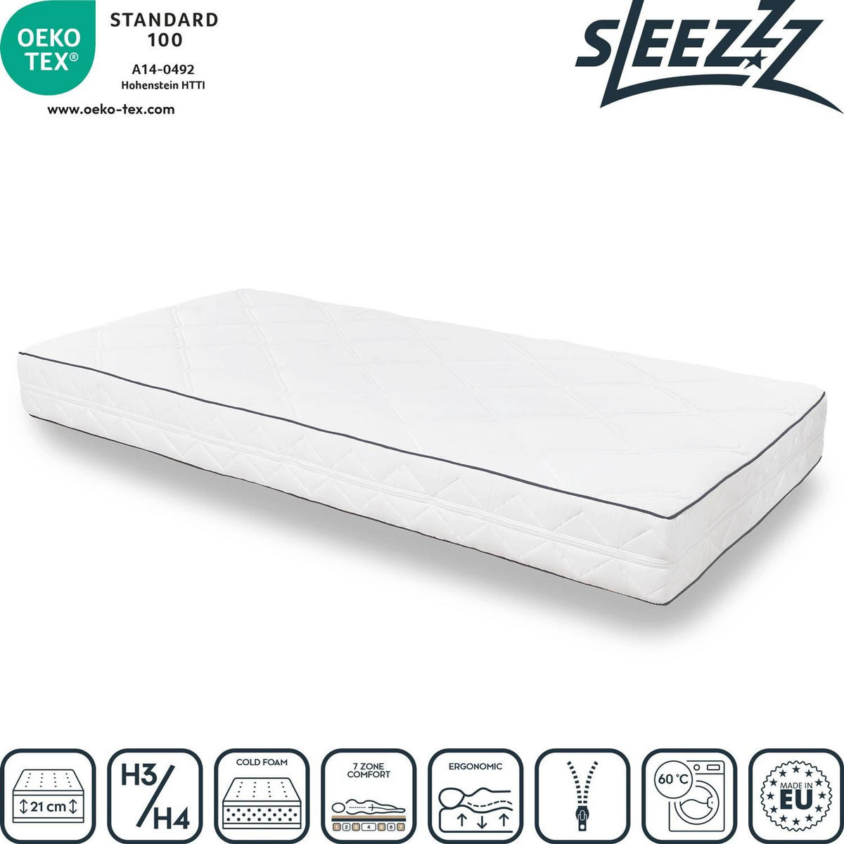 KOMFORTSCHAUMMATRATZE Superior 100x200 cm - Weiß, Textil (100/200cm) - Sleezzz
