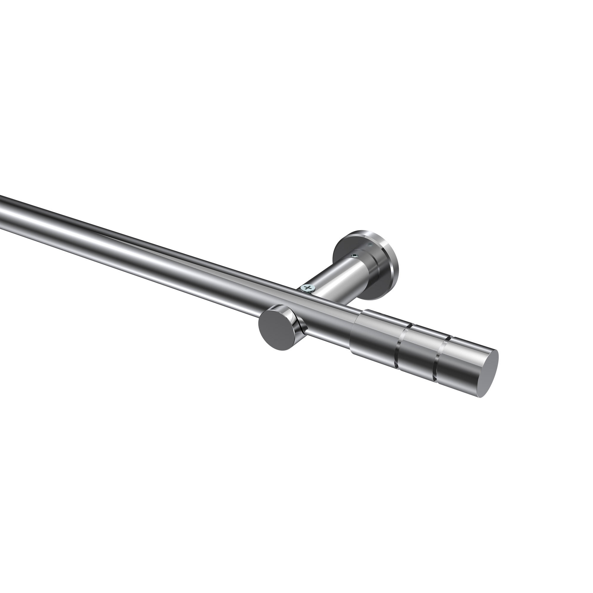 GARDINENSTANGEN-SET Platon Elanto 260 cm (geteilt in 2 x 130 cm), 1-läufig (ohne Ringe), 20 mm Ø Chrom - Chromfarben, Metall (260cm) - INTERDECO