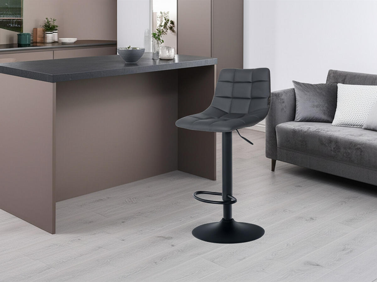 BARHOCKER 2er Set James Kunstleder schwarz grau - Schwarz/Grau, Kunststoff/Metall (43/108.5/46.5cm) - TPFLiving