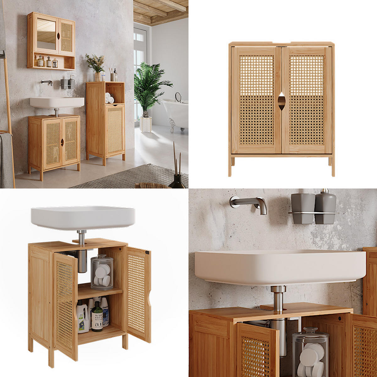 WASCHBECKENUNTERSCHRANK Liora Bambus 48 x 60 cm - Braun, Holzwerkstoff (48/60/29cm) - Vicco