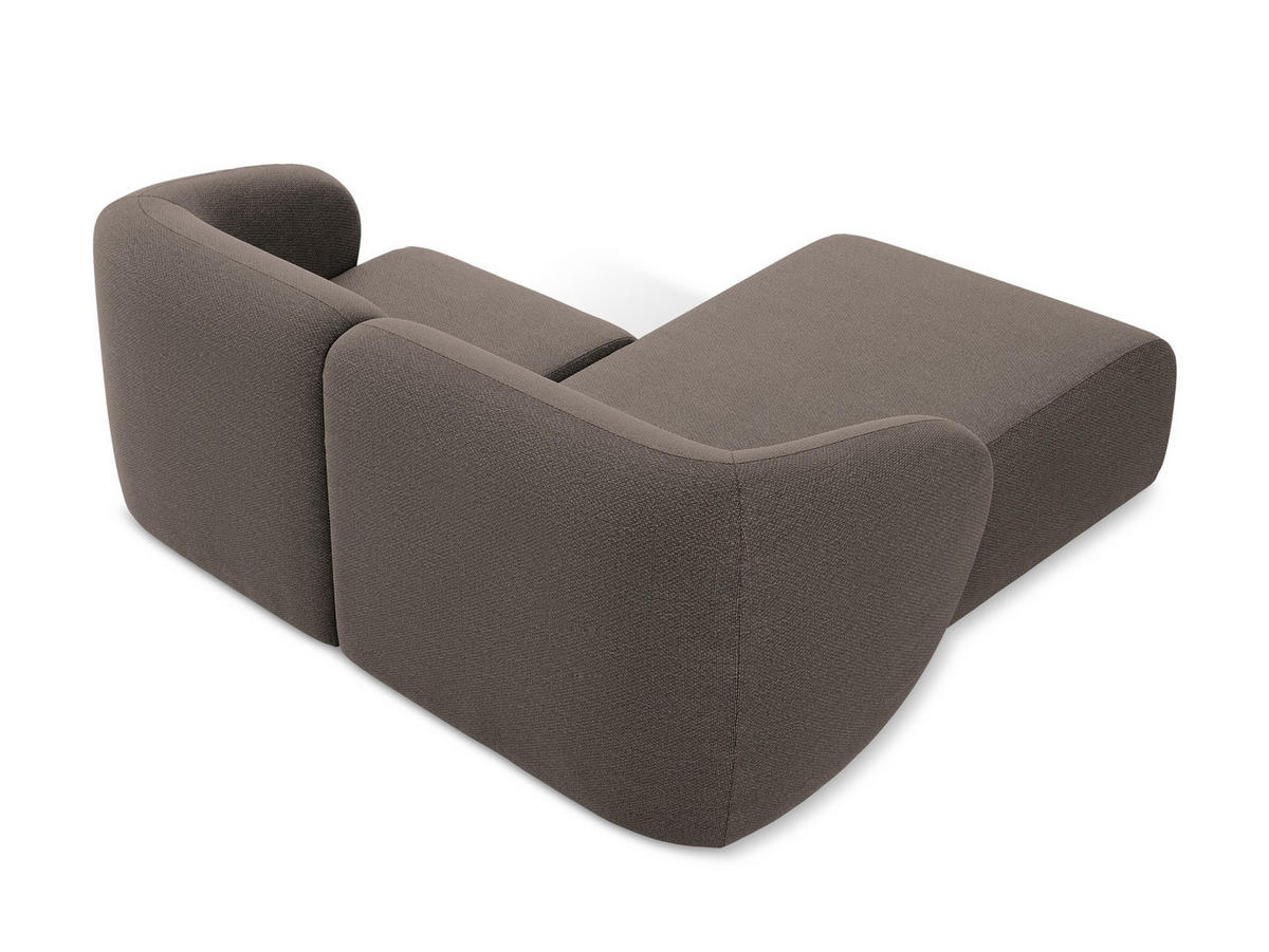 ECKSOFA Links Bouclé Stoff Braun - Schwarz/Mokka, Holzwerkstoff/Kunststoff (178/166cm) - Makamii