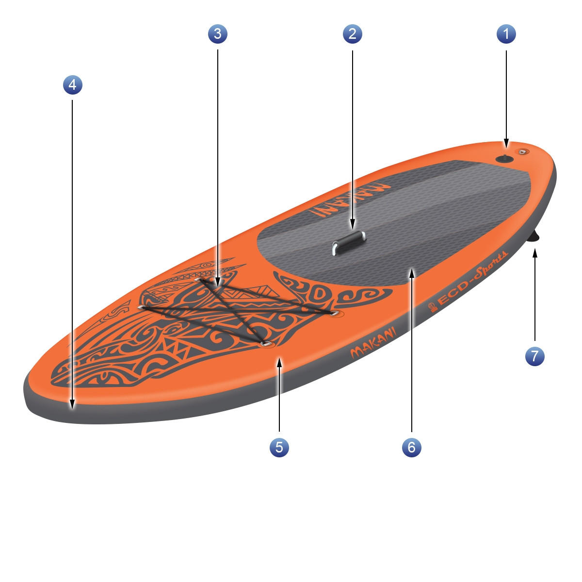 STAND UP PADDLE BOARD Makani Orange - Orange, Kunststoff (320/82/15cm) - ECD-Germany