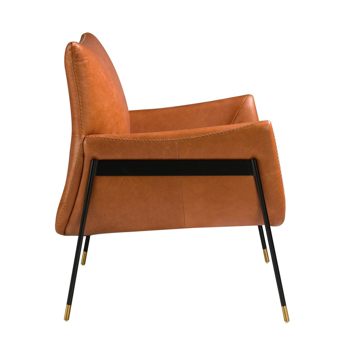 SESSEL Brauner Leder-Dreh 87/67/75 cm - Rotbraun/Schwarz, Leder/Metall (87/75/67cm) - ANGEL CERDA