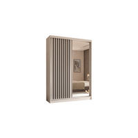 KLEIDERSCHRANK mit Spiegel-Schiebetüren und Aluminium-Leisten - LAMELO - 150 cm Weiß+Weiß+Schwarz - Schwarz/Weiß, Holzwerkstoff (150/216/61cm) - ALTDECOR