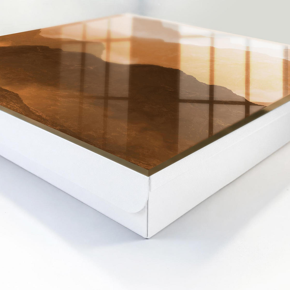 SCHLÜSSELBOX Weiß 30x30 cm – Türöffnung nach rechts - Bergpanorama - Orange, Metall (30/30/5cm) - TULUP