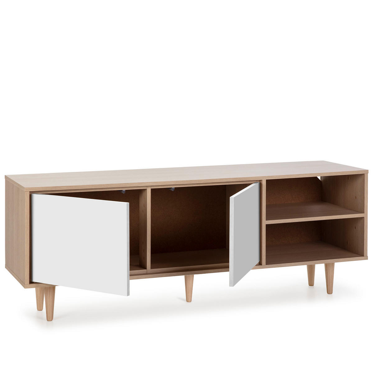 TV-ELEMENT Denia 2 Türen Eiche/Weiß - Weiß, Holzwerkstoff (140/53/40cm) - VS Venta-stock