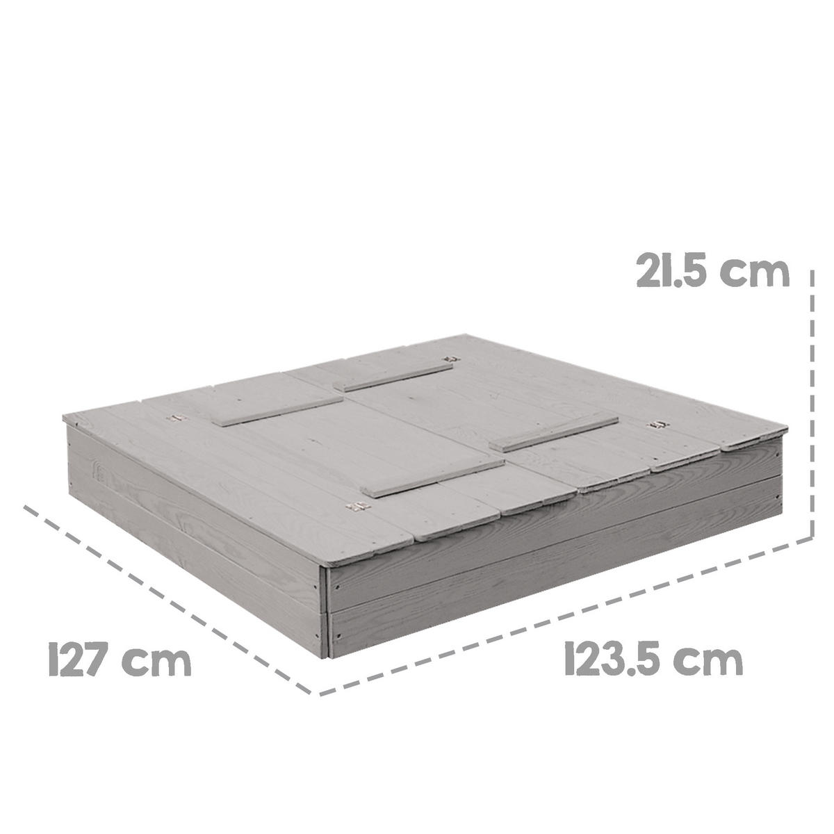 SANDKASTEN aufklappbare Sitzbank grau - Grau, Holz (123.5/127/21.5cm) - Roba