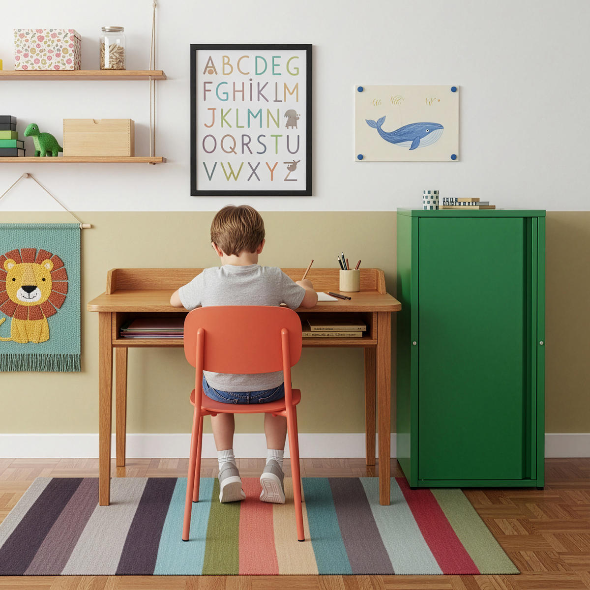 AKTENSCHRANK Burlöv - Grün, Metall (40/88/35cm) - [en.casa]