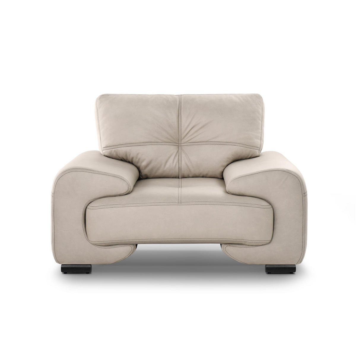 RELAXSESSEL Omega aus Kunstleder, Beige - Beige/Schwarz, Leder (128/88/98cm) - Beautysofa