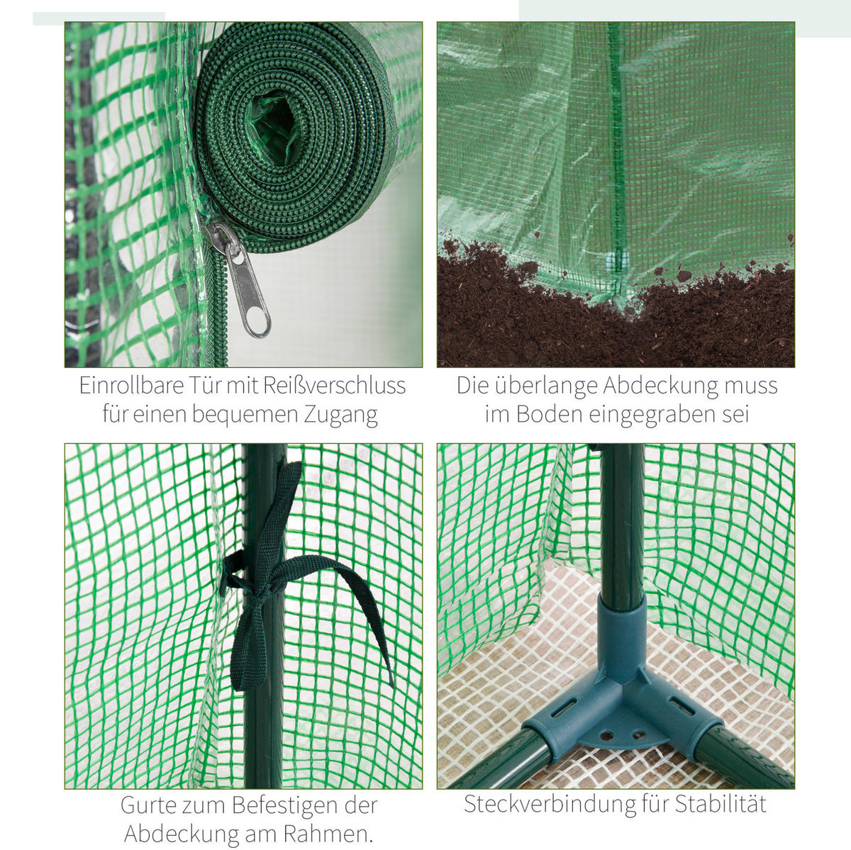 GEWÄCHSHAUS 100/150/50 cm Dunkelgrün aus Kunststoff mit aufrollbarer Tür - Dunkelgrün, Metall (50/150/100cm) - OKMYHOME