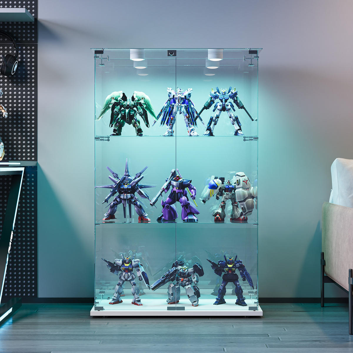 VITRINE Modern für Sammlungen, Modelle & Dekorationen - Weiß, Glas (35/123.3/78.5cm) - SHOPENTRA