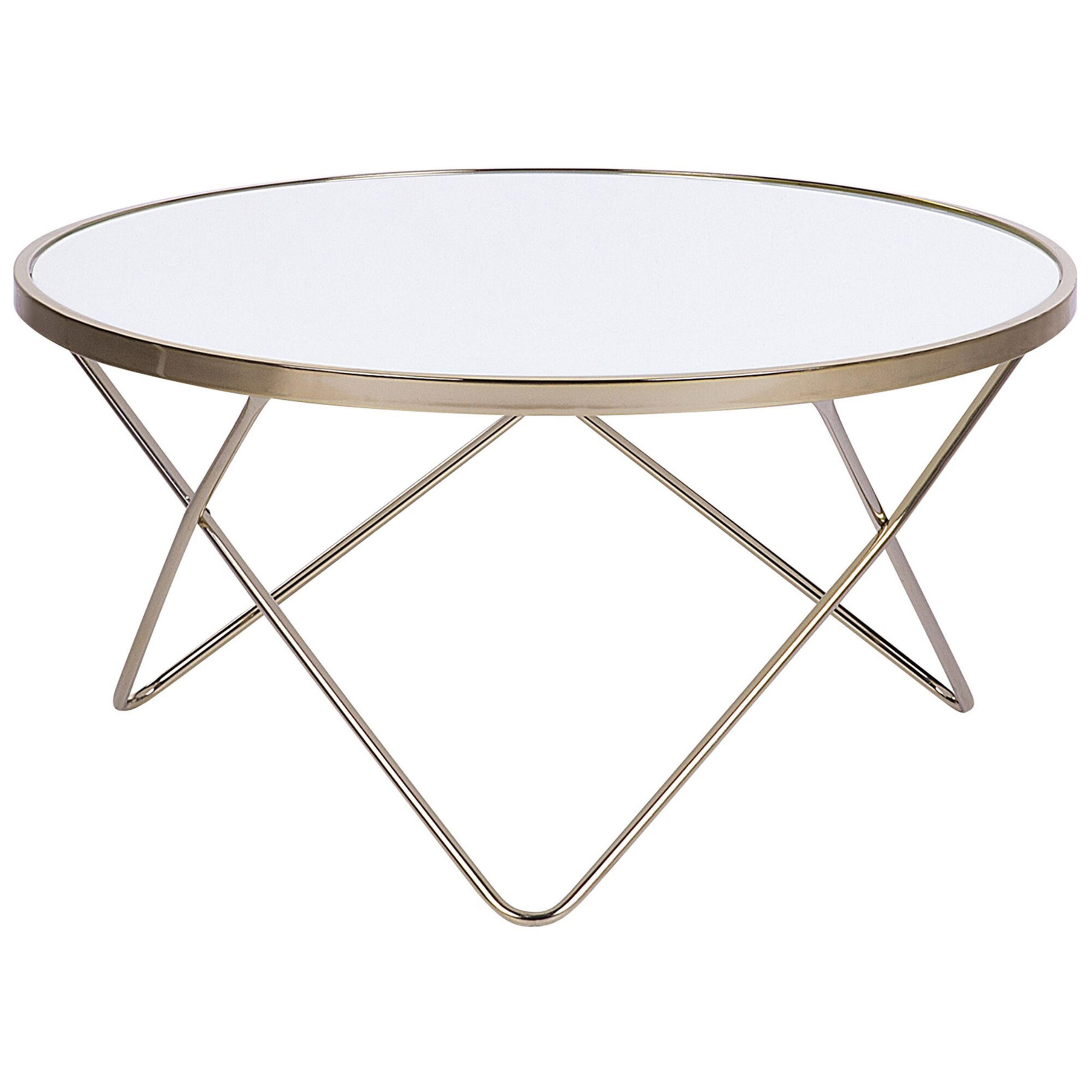 COUCHTISCH weiß/gold 80 cm MERIDIAN Meridian - Goldfarben/Weiß, Glas (80/80/40cm) - Beliani