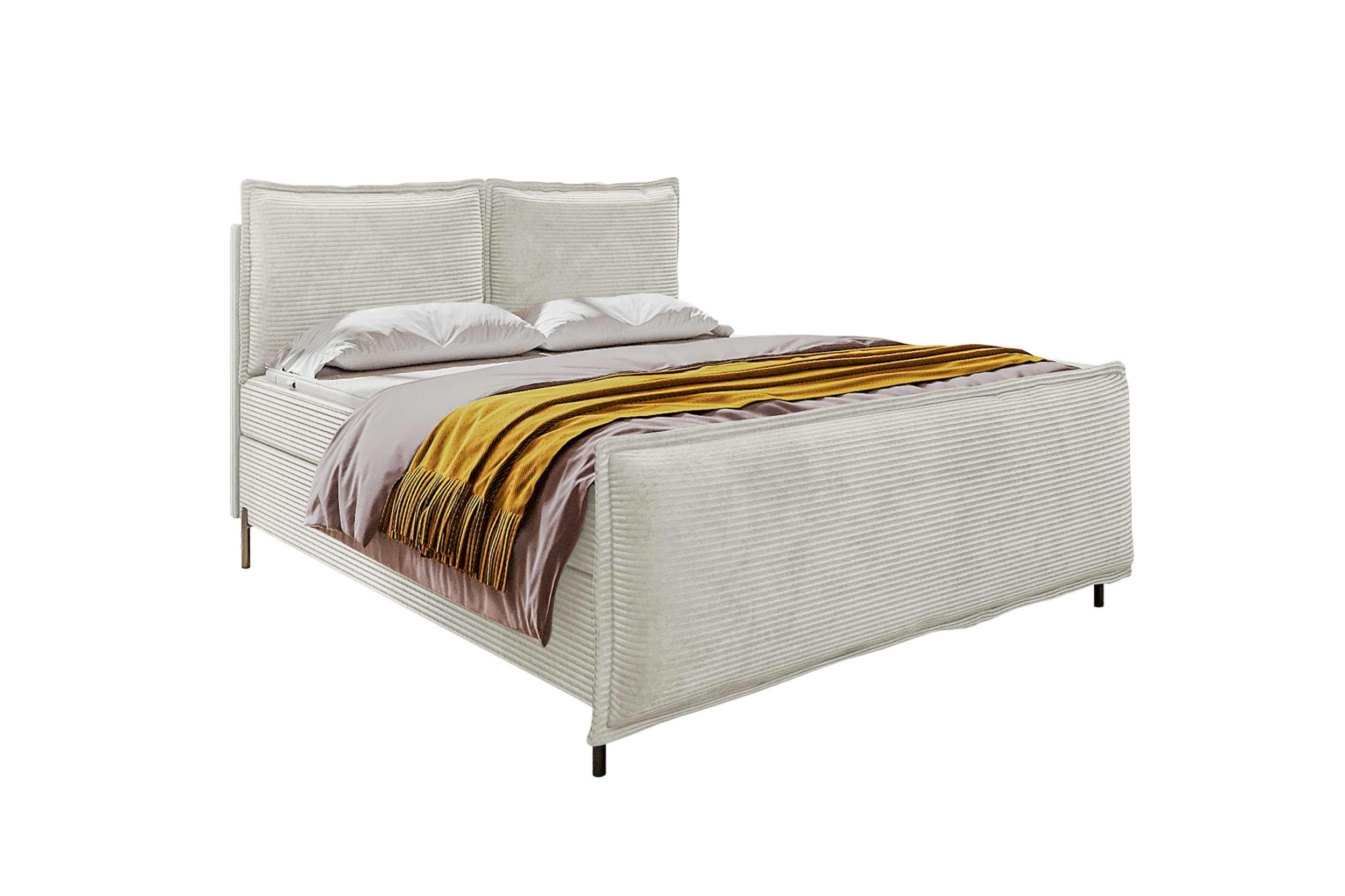 BOXSPRINGBETT VERO PLUS Cordstoff Greige 140/200 cm - Greige/Schwarz, Holzwerkstoff/Textil (140/200cm) - 99rooms