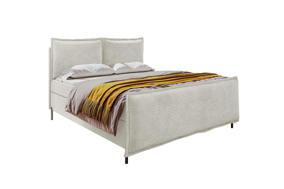 BOXSPRINGBETT VERO PLUS Cordstoff Greige 140/200 cm - Greige/Schwarz, Holzwerkstoff/Textil (140/200cm) - 99rooms