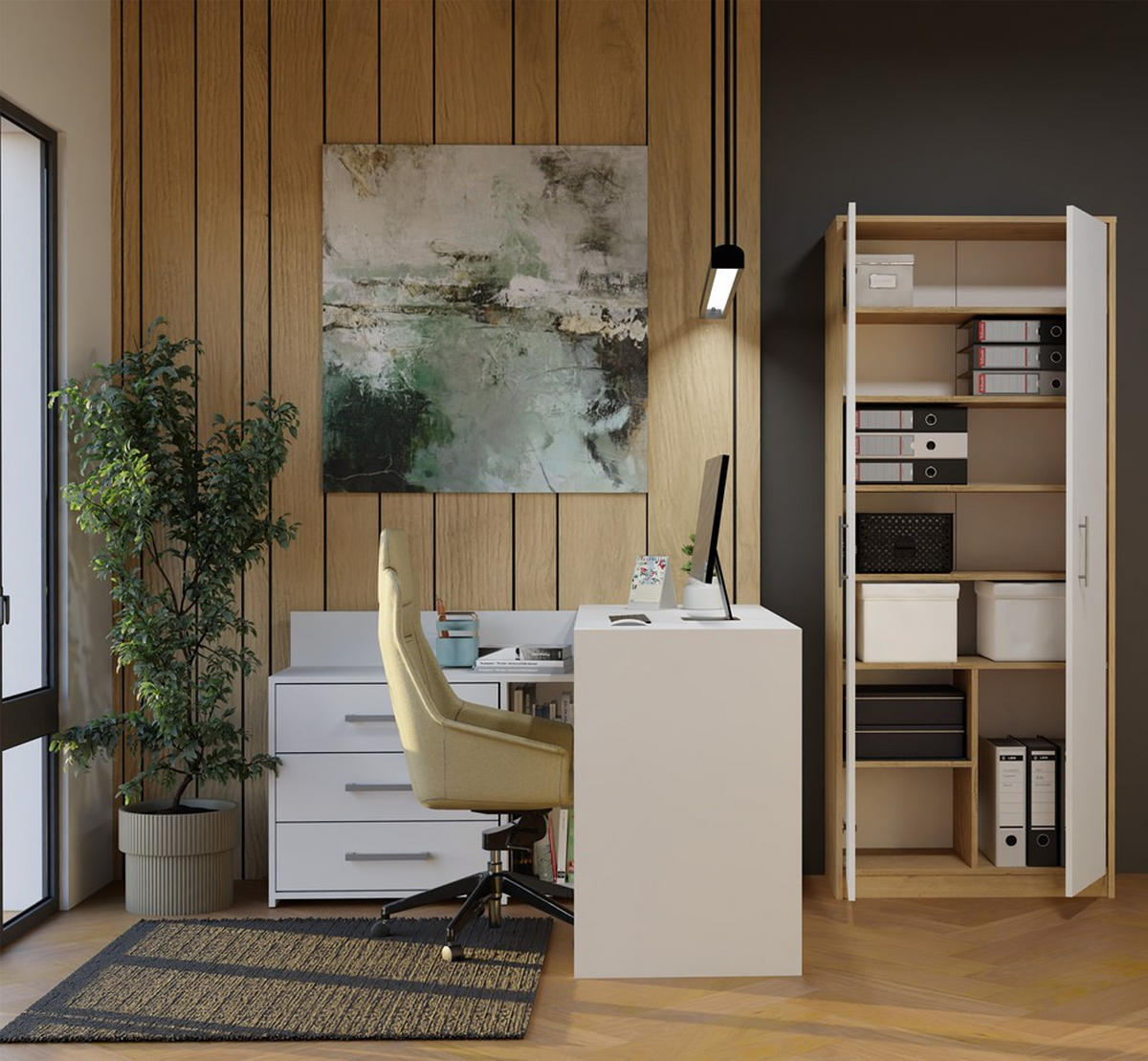 GARDEROBENSCHRANK OLIV - bílá/dub artisan, kompozitní dřevo (74/180/35cm) - RAUMHIRSCH FURNITURE