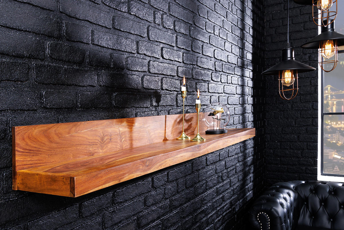 WANDREGAL MAKASSAR Sheesham Stone Finish 110 cm - Naturfarben, Holz (110/17/24cm) - riess-ambiente