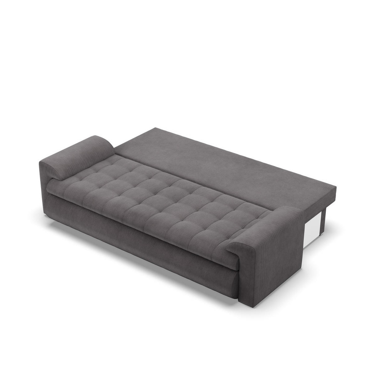 SOFA 3-SITZER MIT SCHLAFFUNKTION FORESTA, Cord - Dunkelgrau - Dunkelgrau, Textil (222/92/96cm)