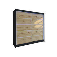 SCHWEBETÜRENSCHRANK Talin IV, mit RGB LED Beleuchtung - Silberfarben/Braun, Holzwerkstoff/Metall (180/215/58cm) - MIRJAN24