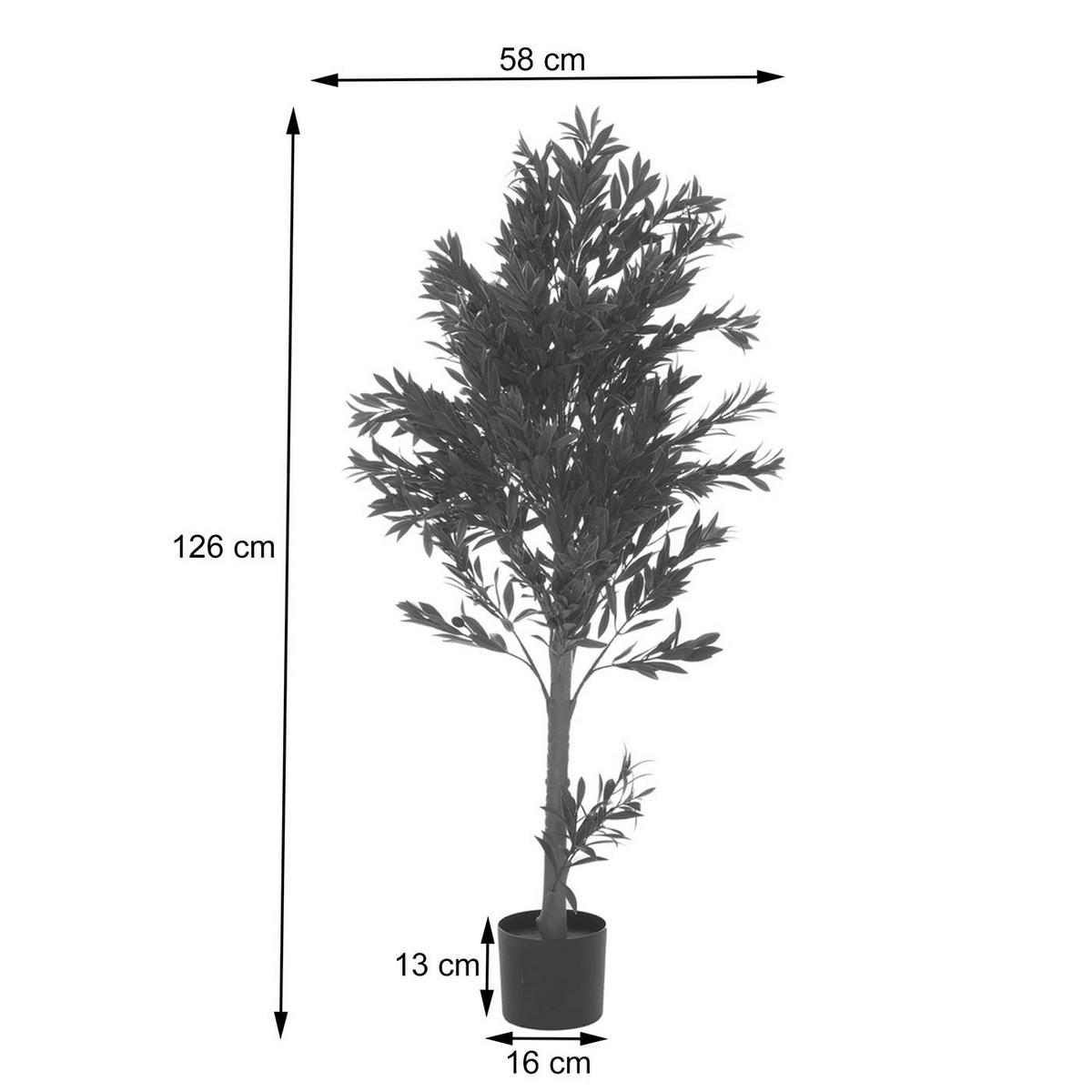 KÜNSTLICHER OLIVENBAUM Grün - Grün, Kunststoff (126cm) - MCW