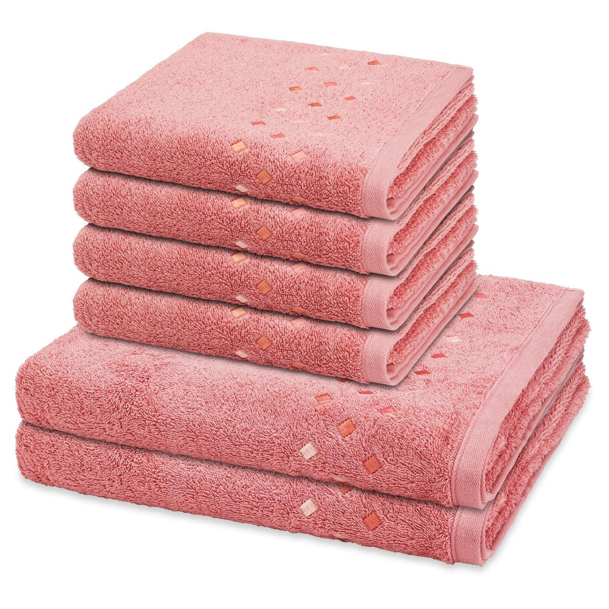 FROTTIERSET Stoneline 6-teilig - Rot, Textil (50/100cm) - Ross