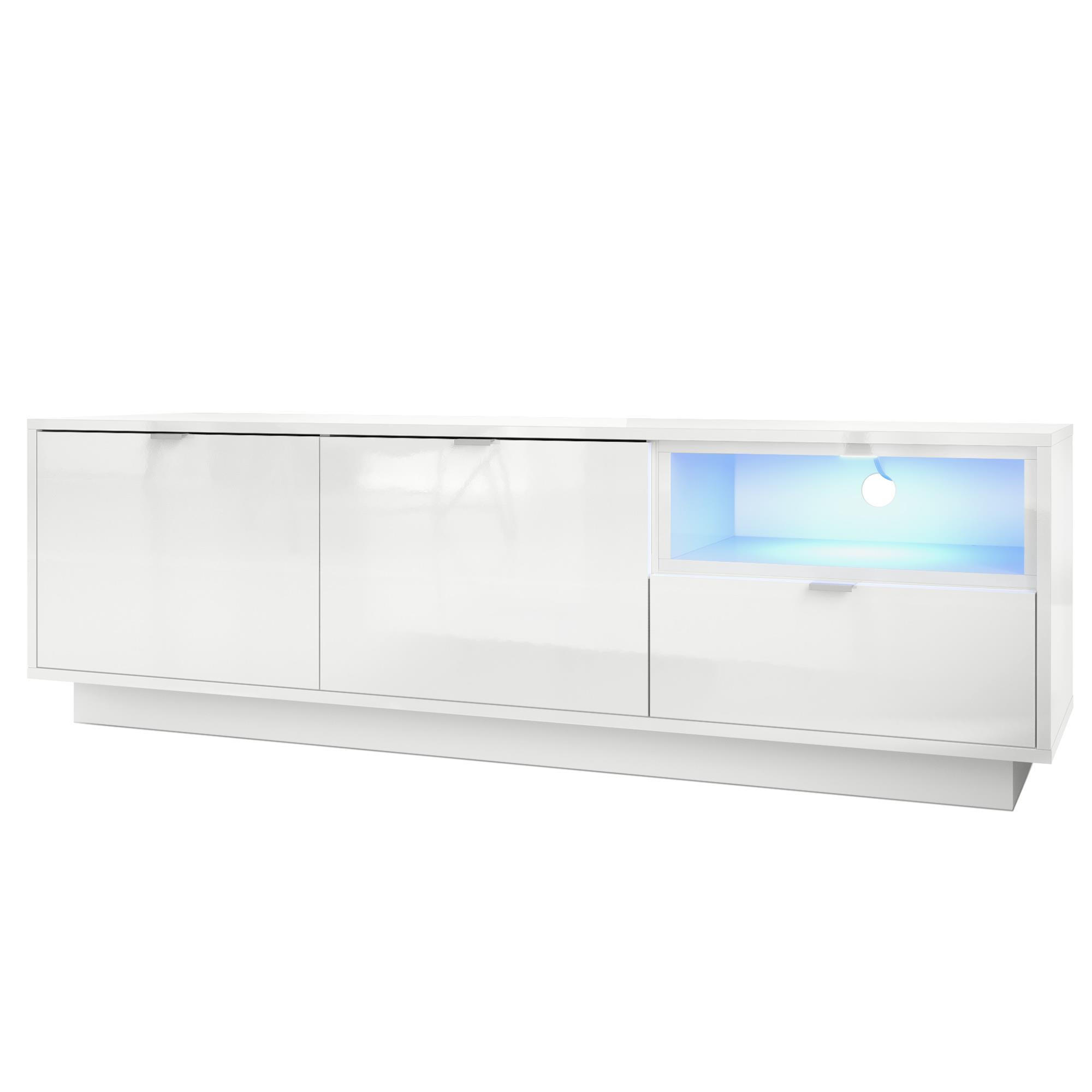 LOWBOARD Metro Einsatz in Weiß Hochglanz - Weiß Hochglanz, Holzwerkstoff (153/48/38cm) - Vladon
