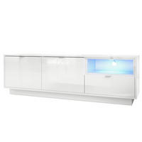 LOWBOARD Metro Einsatz in Weiß Hochglanz - Weiß Hochglanz, Holzwerkstoff (153/48/38cm) - Vladon