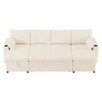 SCHLAFSOFA 272x131x84 cm aus Chenille & Cord mit Stauraum, beige - Beige, Textil (131/84/272cm) - Luhomfu