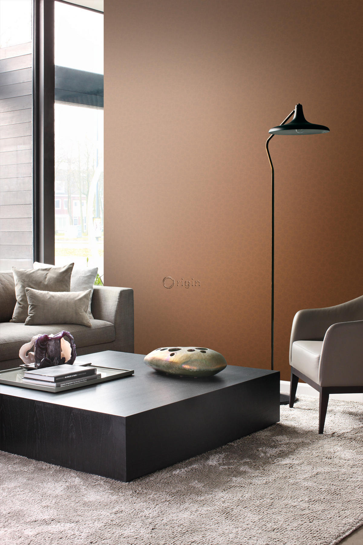 TAPETE Blumen 53 cm x 10.05 m - Orange, Papier (53/1000cm) - Origin Wallcoverings