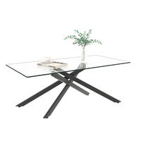 COUCHTISCH aus Glas und Metall in Schwarz mit geformte Metallbeine - Schwarz, Glas (120/60/46cm) - Modfu