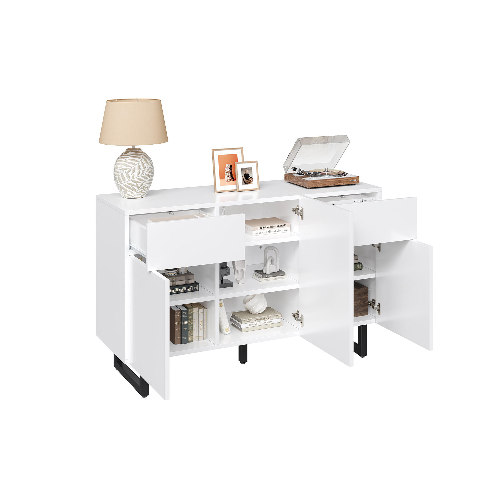 SIDEBOARD 120/40,5/75 cm in Weiß mit Schubladen, Türen & offenen Fächern - Weiß, Holzwerkstoff (120/75/40.5cm) - BEAOK