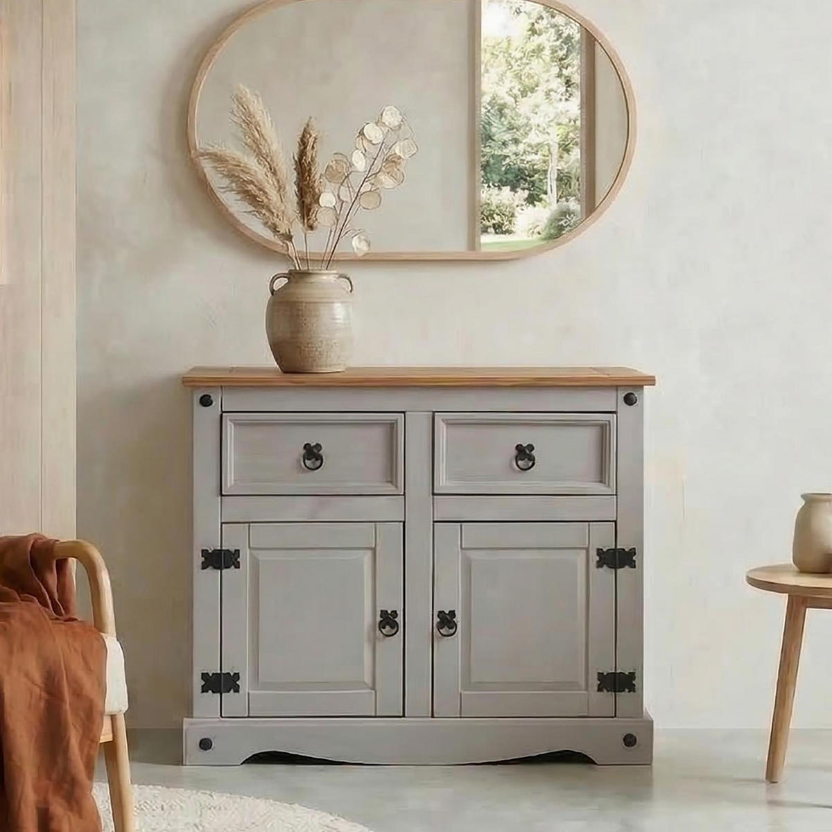 ANRICHTE RAMON grau - Grau, Holz (87/76/40cm) - CARO-Möbel