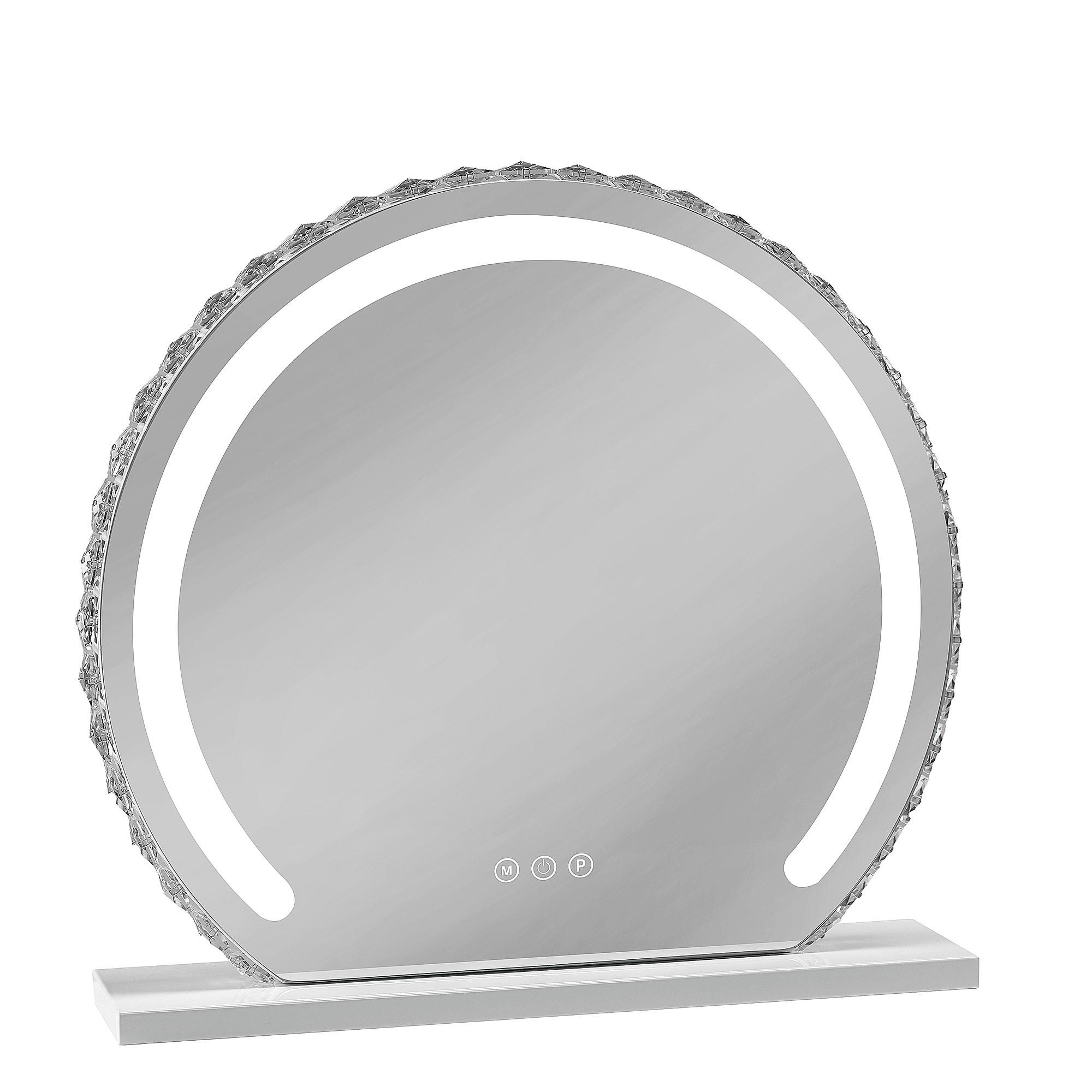 SCHMINKSPIEGEL mit Diamant LED Lichtleiste weiß 50/45cm - Weiß, Metall (50/45/3cm) - VANITII