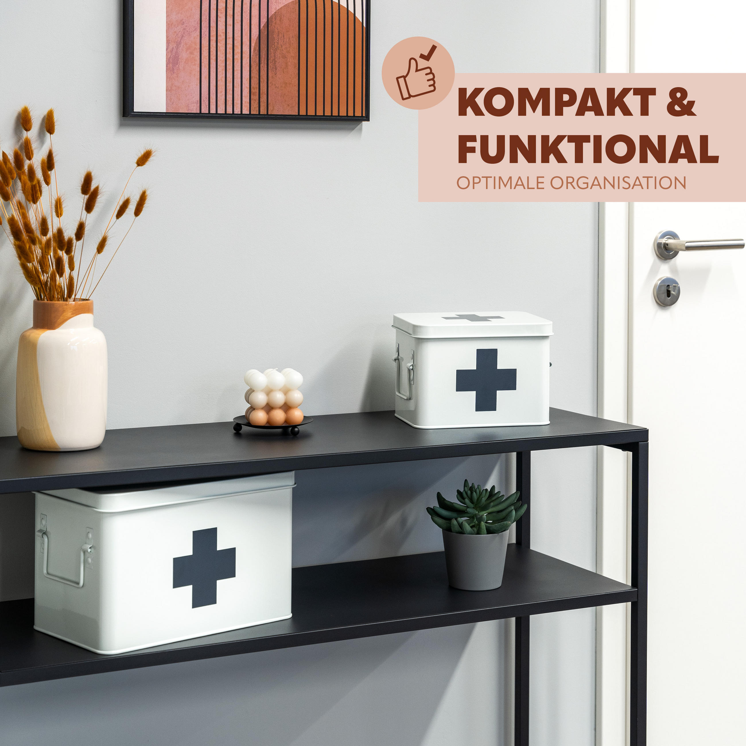 MEDIZINBOX, weiß, Metall - Weiß, Metall (22.5/15.5/16.5cm) - eluno