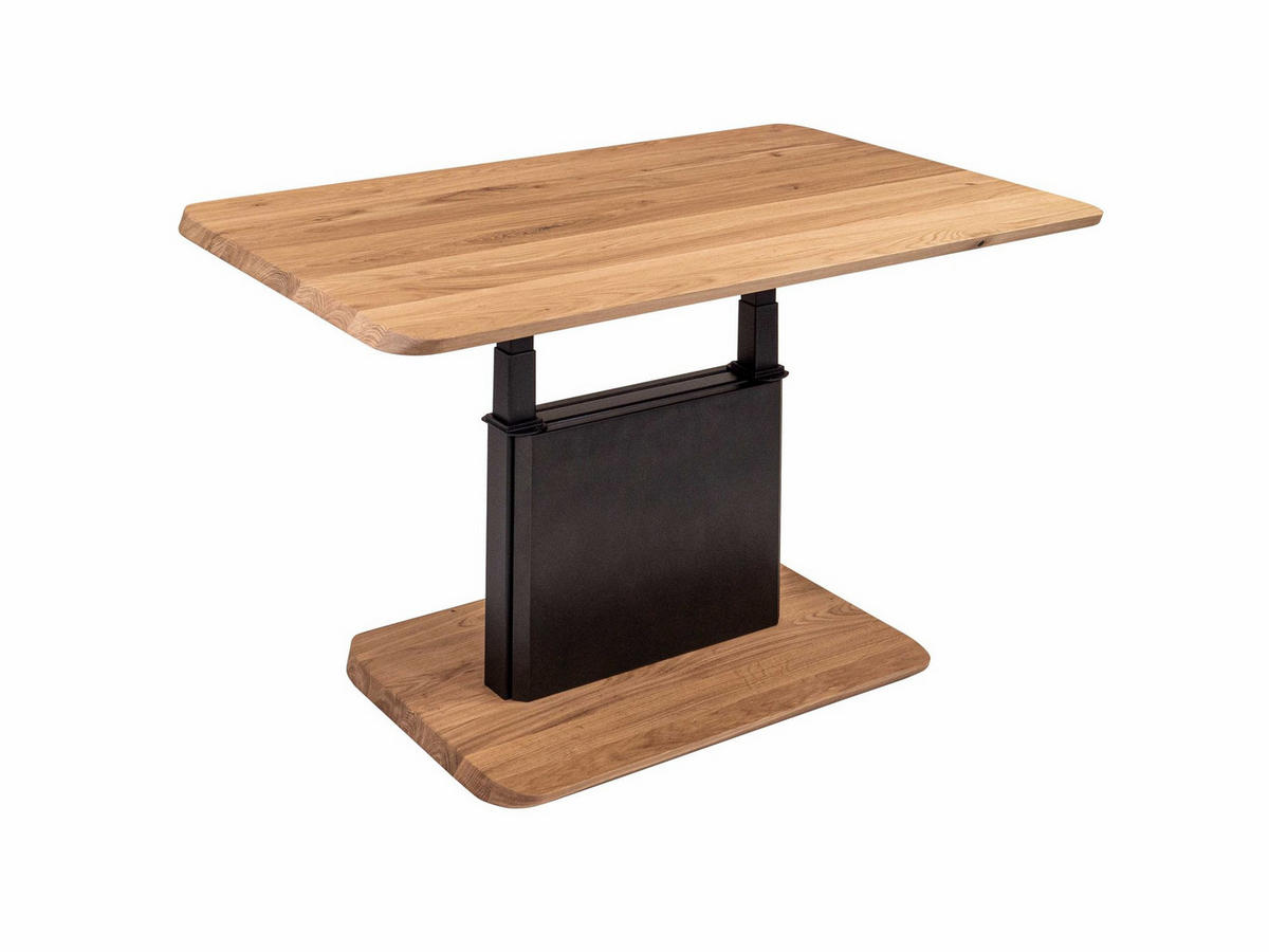 COUCHTISCH höhenverstellbar Clo 100x48x65 Massivholz Schwarz/Wildeiche - Wildeiche/Schwarz, Holz (100/65/65cm) - 58aufmkessel