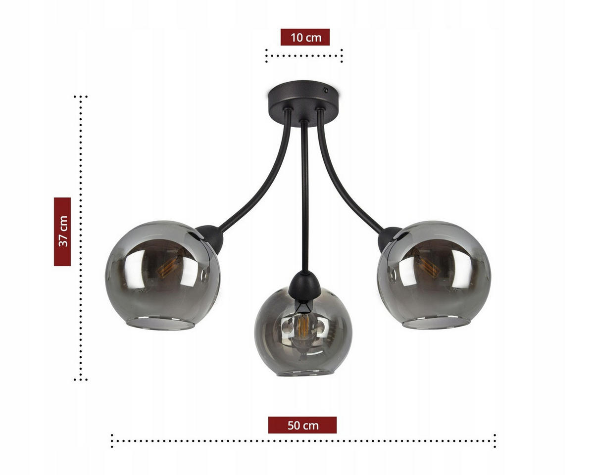 DECKENLEUCHTE Kogel - Transparent/Anthrazit, Glas/Metall (50/50/37cm) - kiki design