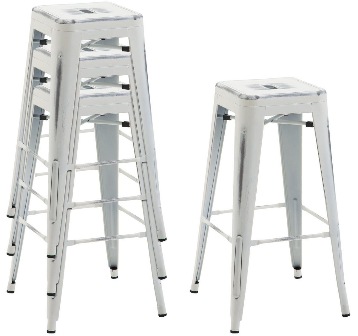 BARHOCKER MILAN Antik-Weiß Metall - Weiß, Metall (43/76/43cm) - DELUKE